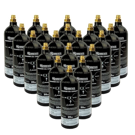 Interstate Pneumatics 20 Oz. CO2 Pin Valve Cylinder Tank Paintball, PK 20 WRCO2-CL20-20